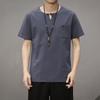 2024 verão chinês estilo tang terno roupas zen algodão e linho manga curta antiga camisa pullover de cor sólida para homens