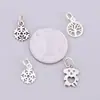 Colgante de Copo de Nieve Calado de Doble Cara Árbol de la Vida Corazón Oso en Plata de Ley S925 Accesorios Frescos y Versátiles para Manualidades con Cuentas de Cristal
