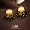 Pendientes de Borla Geométricos de Perla Cepillada, Pendientes Clip-On de Bobina de Mosquito de Lujo Ligero de Gama Alta, Exquisitos Accesorios de Oreja de Moda, Venta al por Mayor Transfronteriza