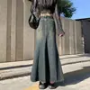Falda Vaquera Retro Americana para Mujer Otoño 2024 Nueva Cintura Alta Cadera Adelgazante Longitud Media Falda Cola de Pescado