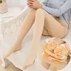 Leggings de invierno con forro polar de 300 g para mujer, cintura alta, ajustados, para pierna fina, calcetines tipo pantimedias, carne falsa, pantalones cálidos de una sola pieza