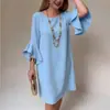 Em estoque 2026 Amazon transfronteiriço europeu e americano moda feminina verão novo estilo simples de luxo leve vestido reto com manga sino
