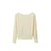 Suéter de Punto Suave de Hombros Descubiertos Estilo Coreano de Manga Larga para Mujer Moda Primavera Temperamento Simple Versátil Top Básico