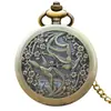 Reloj de Bolsillo Vintage de Bronce con Flor Doble de Ocho Pétalos para Hombres y Mujeres Reloj de Bolsillo de Cuarzo Reloj Grande Colgante Reloj de Regalo Reloj de Bolsillo Simple Creativo