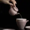 Tetera de Porcelana Ru de Color Rojo Púrpura con Costillas en Forma de Pétalo de Crisantemo de las Dinastías Tang y Song, Juego de Té Estilo Antiguo, Colador de Agujero Redondo, Tetera Pequeña para el Hogar