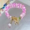 Nova Pulseira Borboleta de Cristal Feminina Ins Nicho Versátil Pulseira de Estudante Enviar para Namorada Pulseira de Vidro com Tampa de Leite de Diamante