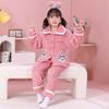 Pijamas de Forro Polar Coral para Niños para Otoño e Invierno, Ropa de Dormir de Felpa de Manga Larga con Cuello Redondo y Dibujos Animados para Niñas y Niños Mayores