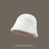 Sombrero de pescador de piel de conejo estilo coreano de moda Iron Standard para mujer, sombrero de lavabo pequeño, versátil, cálido y con aspecto de cara que cubre la cara, sombrero de cubo para otoño e invierno.