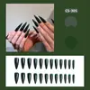 CS-305 Uñas Postizas Verdes Oscuras de Punta Larga Arte de Uñas Puntiagudas Verdes Estilo de Alta Gama para Chicas Populares 24 Piezas Uñas Portátiles Venta al por Mayor