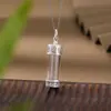 Yuebao Joias Prata de Lei S990 Estilo Nacional Retrô Pingente de Caixa de Café Transparente com Seis Caracteres Pingente de Estilo Étnico Simples