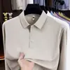 Camisa polo waffle sem costura 10A de nylon-spandex antibacteriana para homens, novo estilo outono 2026, camiseta de manga longa lisa para homens