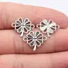 17x15mm 0.8g Plata Antigua Accesorio de Joyería DIY Material Superventas Transfronterizo Conector de Trébol de Cuatro Hojas