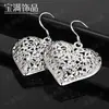 Pendientes Elegantes para Mujer con Forma de Corazón Recortado, Chapados en Plata 925, Joyería Popular Transfronteriza, Pendientes Dulces y Lindos, Venta Directa de Fábrica