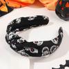 Faixa de Halloween Europeia e Americana Transfronteiriça de Platina Estilo Sombrio Teia de Aranha Caveira Acessório de Cabelo Moderno Novo Estilo Amarrada Aba Larga Pérola