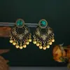 Pendientes Retro con Diamantes Incrustados, Calados y Borlas de Pétalos para Mujer, Estilo Étnico Bohemio, Pendientes Exagerados Tallados para Viaje