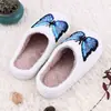 Pantuflas de algodón con mariposas azules transfronterizas, pantuflas de algodón de dibujos animados para el hogar, pantuflas de algodón cálidas de felpa para interiores