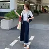 Conjunto de Moda Verano 2025 para Mujer Chaleco Camiseta Pantalones de Pierna Ancha Versátil Cómodo que Mejora la Calidad Reductor de Edad Tendencia