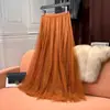 Falda de malla para mujer, falda morada para danza cuadrada, falda de gran vuelo de 720 grados, grupo de baile, cintura alta, ajustada, línea A, longitud para foto