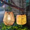 Luzes solares transfronteiriças para áreas externas, rattan, bambu, luzes suspensas portáteis, decoração de pátio, lanterna de jardim vintage em estilo chinês