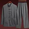 Nuevo Traje Tang para Hombre de Manga Larga Traje para Abuelo Mayor Ropa de Otoño Ropa de Verano para Papá Ropa para Hombres de Mediana Edad y Mayores Estilo Chino Ropa para Laicos