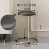 Taburete pequeño para uso doméstico, taburete redondo de lujo ligero de moda, taburete simple y elegante para sala de estar y comedor con cojín grueso, taburete de tocador de hierro para dormitorio