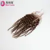 Fechamento de Cabelo Humano Africano Castanho Escuro #2 Cabelo Humano Brasileiro Cacheado Kinky