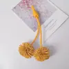 Colgante para Bolso con Borla de PU Serie Miu con un Toque de Lujo, Mini Accesorio de Cuero, Llavero con Bola de Borla Tejida Hecha a Mano para Bolso