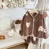 Pijama para Niños Bebé Otoño e Invierno Engrosado Cálido Traje de Terciopelo de Nieve Cárdigan con Forro Polar para Niños Ropa de Casa de Encaje para Niñas