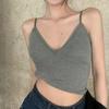 7533 # Foto Real de Verano Estilo Ins Coreano Versátil Top Camisola con Escote en V y Almohadilla para el Pecho Incorporada