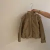 Conjunto de Otoño para Niñas 2026 Nuevo Estilo Niños Medianos y Grandes Chaqueta Gruesa de Bloques de Color Forrada de Polar Pantalones Casuales Versátiles Conjunto de Dos Piezas Moderno
