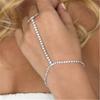 Pulsera con anillo de diamantes de imitación brillantes de Amazon Explosions, estilo bohemio, para novias, bodas, cadena de garra de cristal, joyería al por mayor