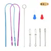 Amazon Set de Ensartador de Cuerda Elástica Largo Plástico Guía de Banda Elástica Ensartador de Doble Agujero Pinza para Ensartar