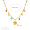 Moda Estilo Coreano Personalidad Creativa Vintage Colorido Transparente Multielemento Accesorios Flor Dorada Chapada Cadena Collar