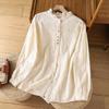 Tiro Real en stock Encaje Artesanal Nuevo Manga Larga Elegante Moda Dama Cuello de Loto Tía Camisa de Algodón Mujeres