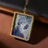 Pingente de Esmalte Dourado Antigo Xizang Thangka Zargyalam para Riqueza e Bênção Bolsa Pendurada para Carro com Significado de Protetor de Xizang