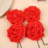 Flores en Caja Flores de Espuma de 8 cm Flores Artificiales al por Mayor para Decoración de Escena de Boda Ramo de Mano Flores Falsas con Tallo Rosas