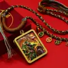 Novo Produto: Figura de Guan Gong, Garça Branca e Criança com Pintura Dourada Colorida, Pingente de Colar Dambu Ma Xian Colorido Estilo Tibetano Semi-Feito à Mão