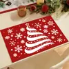 Nuevos manteles individuales navideños transfronterizos con diseños de árbol de Navidad, muñeco de nieve y renos, directos del fabricante, populares manteles individuales de lino