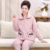 Pijama de Invierno para Mujer Chaqueta de Tres Capas Acolchada de Algodón con Terciopelo de Flor y Acolchado de Algodón Engrosado Cálido de Invierno Ropa de Casa para Adultos Mayores traje