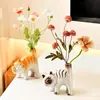 Vaso de Gato Siamês Fofo Atacado Figura de Gato Arranjo de Flores para Sala de Estar Decoração Cerâmica de Luxo Leve Design de Nicho