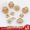 Oro viejo Nepal artesanía antigua incrustado turquesa ojo de libélula cuentas de transferencia hechas a mano accesorios de joyería diy al por mayor