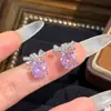 Pendente de Colar Octogonal Rosa Milênio Corte Rosa Diamante Paraíba Diamante de Alto Carbono Brincos de Diamante Roxo Anel Torcido de Água-Marinha para Mulheres