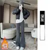 Pantalones de micro campana forrados de polar para mujer, novedad Otoño-Invierno 2024, pantalones deportivos altos, pantalones grises, pantalones casuales para yoga