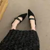 Primer Encuentro Zapatos Mary Jane de Gamuza con Punta Aguda Estilo Retro Francés de Temporada para Mujer, Suela Suave, Correa Única, Tacón de Cuña que Aumenta la Altura, Estilo para Viajes al Trabajo, Poco Profundos