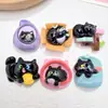Gato Preto Heterocromático de Desenho Animado Acessórios de Resina DIY Feito à Mão Acessórios de Cabelo com Cola de Chantilly Capa de Celular Fivela de Flor para Sapato Pingente de Bolsa