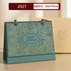 Calendario 2027 Estilo Chino Estampado en Caliente Calendario Mensual Adorno de Escritorio Creativo Anillado Tarjeta Perforada Planifica el Calendario de Hoy Logo Personalizado