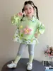 Conjunto de Ropa de Otoño para Niñas 2026 Nuevo Moda Floral de Dos Piezas Falsas Conjunto Casual de Dos Piezas de Otoño para Niñas