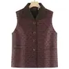 Ropa para mujeres de mediana edad y mayores: chaleco con cuello, cárdigan sin mangas para la abuela, cárdigan chaleco elegante y rejuvenecedor para señoras mayores