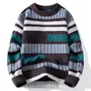 Suéter Cruzado para Hombre 2026 Otoño/Invierno Casual para Hombre Cuello Redondo Jersey Bloque de Color Moda Tejidos Capa Base