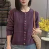 Outono 2026 Nova Moda Cardigã Tricô Colorido com Botões Feminino Solto Emagrecedor Gola Redonda Suéter Casaco Feminino